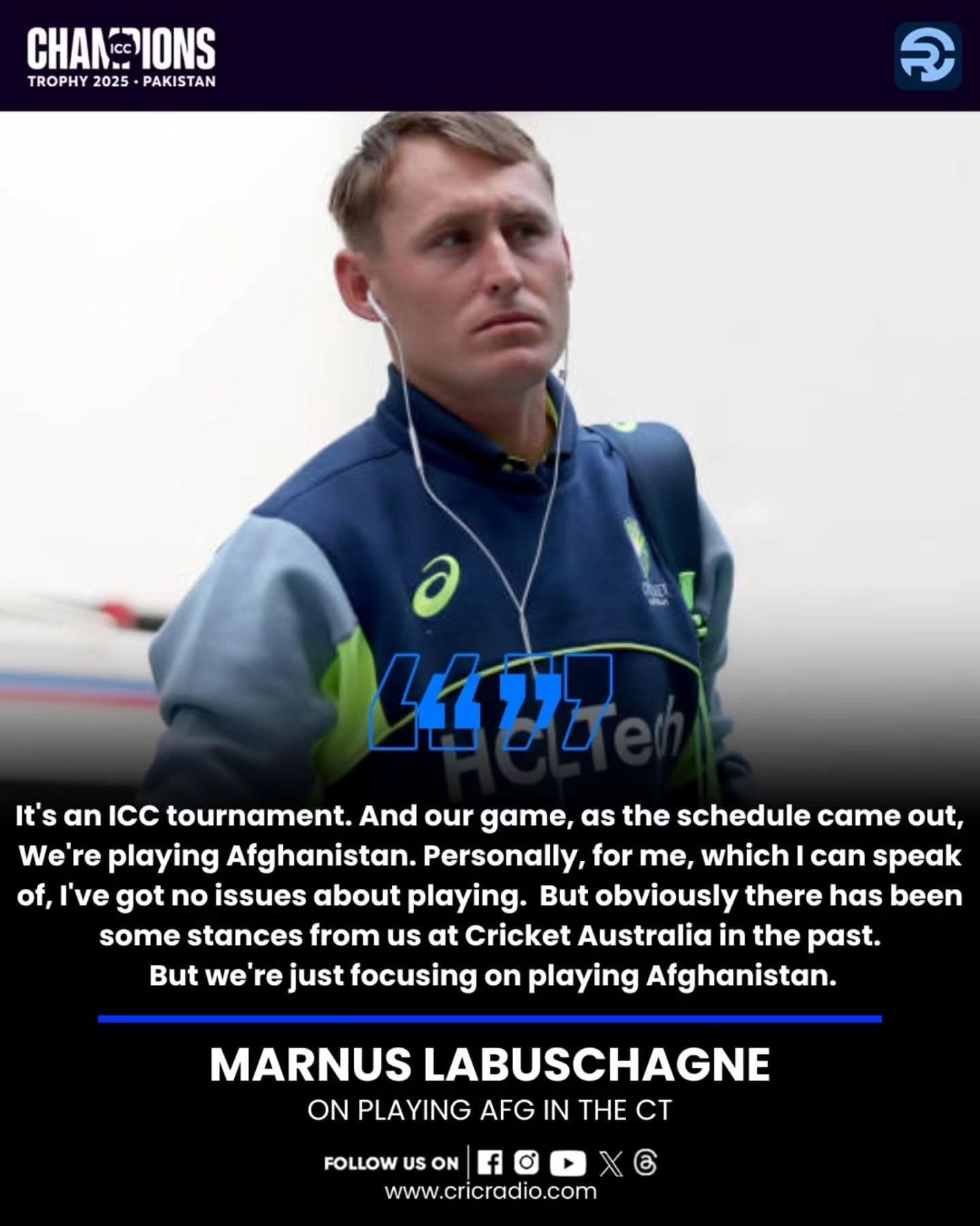 Labuschagne Stands Firm: “No Issues” Facing Afghanistan in Champions Trophy