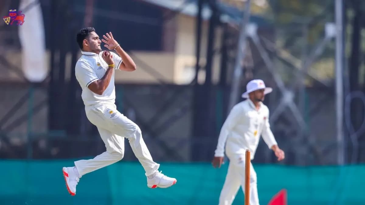 Tushar Deshpande's hat-trick and 5-17 leave Chandigarh following on at the Wankhede