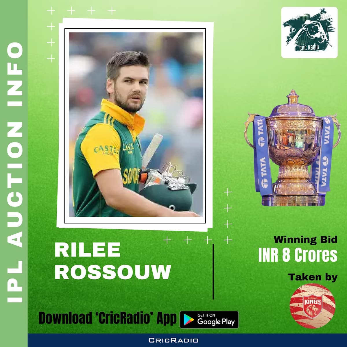 🔥 Rilee Rossouw Joins Punjab Kings!