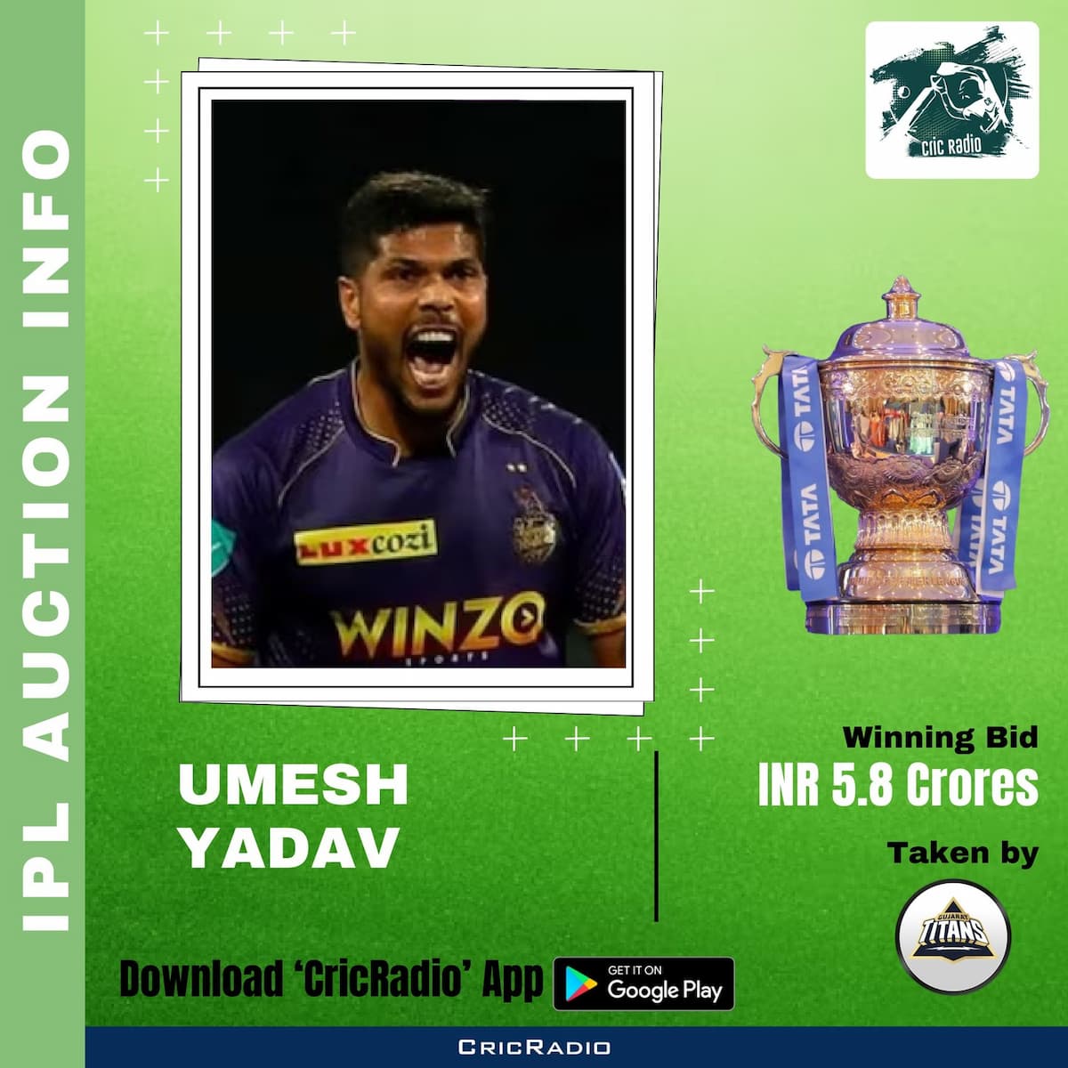 Umesh Yadav - GT (INR 5.8 Crores)