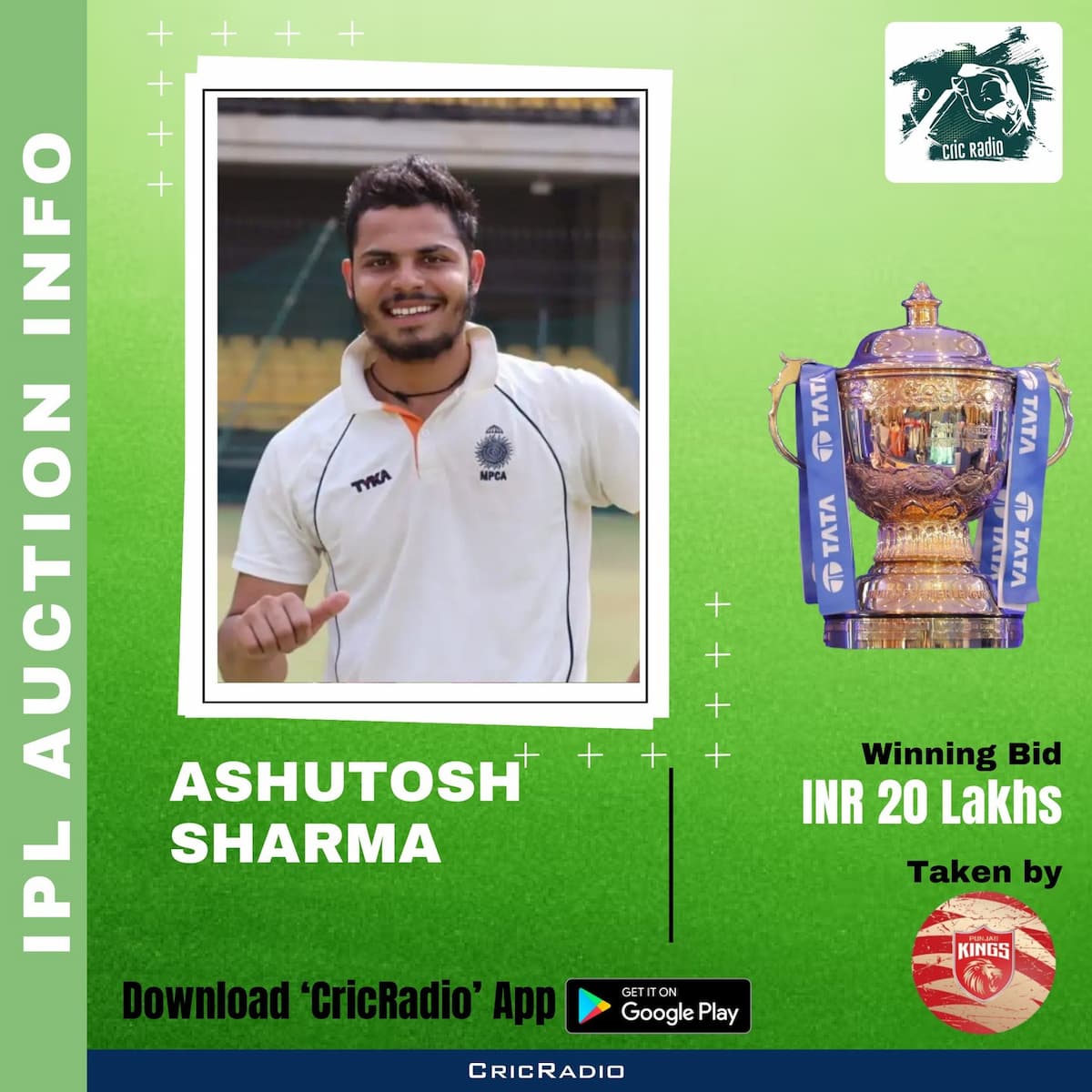 Ashutosh Sharma - PBKS (INR 20 Lakhs)