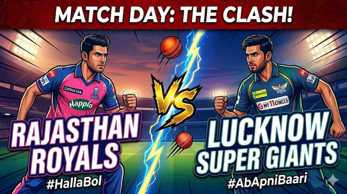 RR vs LSG Live Score Today, IPL 2026 Match Updates
